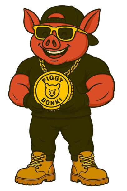 PIGGY BONKI Mascot - Cryptocurrency Mascot Character